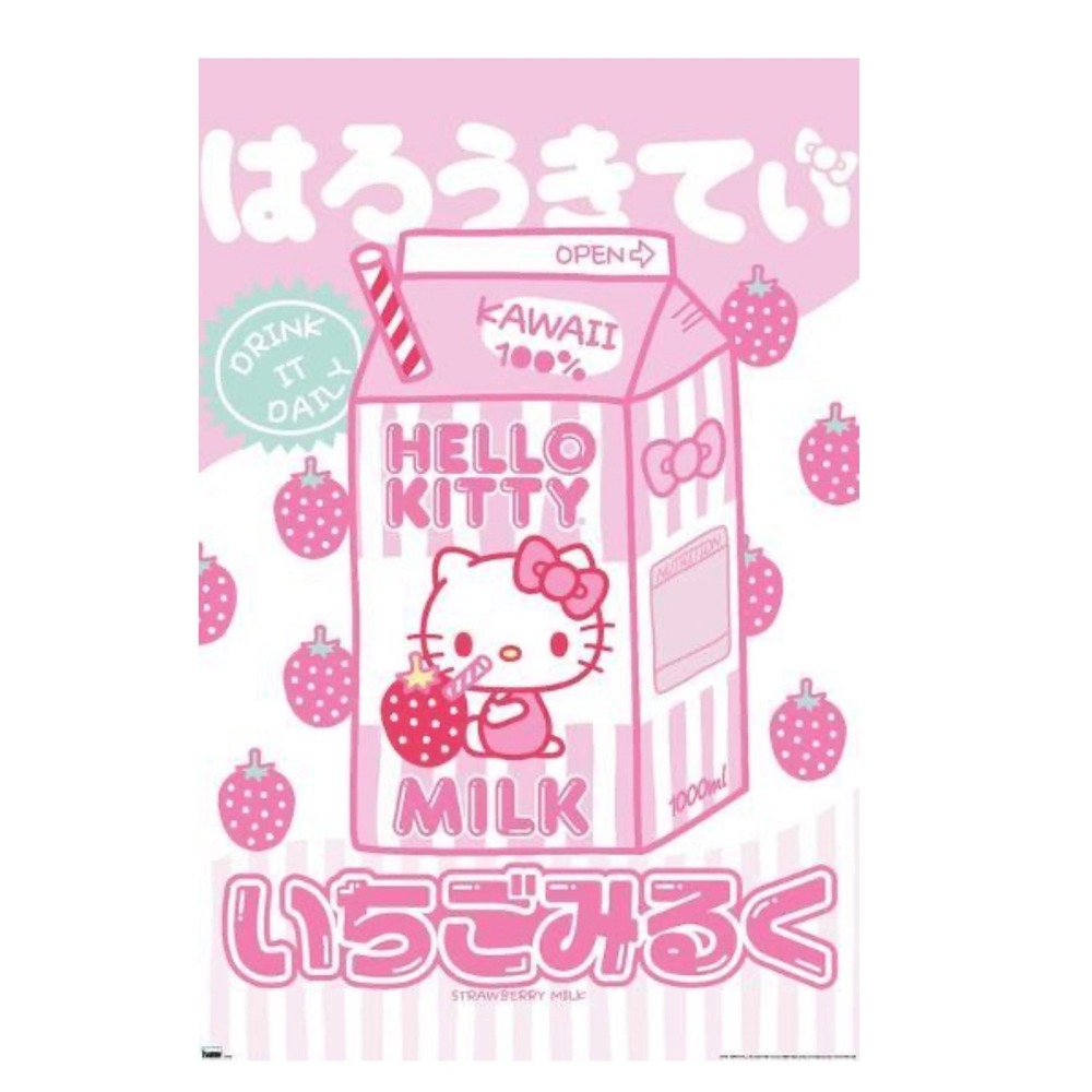 Sanrio Hello Kitty Kawaii Tokyo Strawberry Milk Wall Poster 22.375x34 RP23303